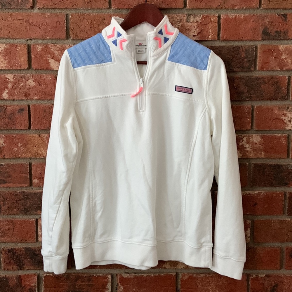 Vineyard Vines White Embroidered Collar Martha’s Vineyard Pullover Jacket